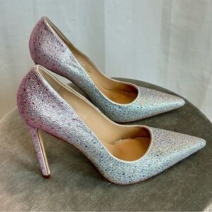 Azalea Wang rhinestone diamanté embellished high heels pumps Javier pink blue 9